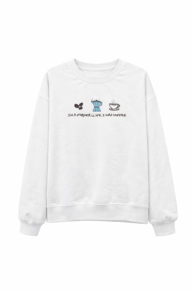 SUDADERA MUJER ESTAMPADO CAFÉ MANGA LARGA CUELLO REDONDO CASUAL TY-K1817