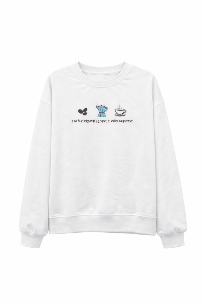 SUDADERA MUJER ESTAMPADO CAFÉ MANGA LARGA CUELLO REDONDO CASUAL TY-K1817