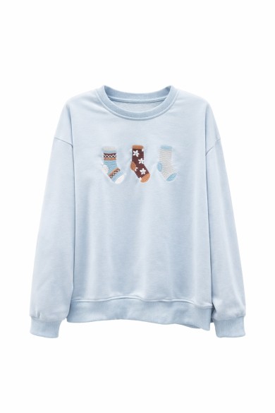 SUDADERA MUJER ESTAMPADO CALCETINES MANGA LARGA CUELLO REDONDO CASUAL TY-K1818