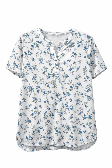 CAMISETA FLORAL DE MANGA CORTA CON BOTONES DECORATIVOS TY-L39090