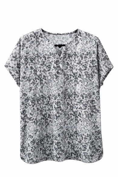 BLUSA DE MANGA CORTA CON ESTAMPADO FLORAL Y ESCOTE EN V TY-L39087