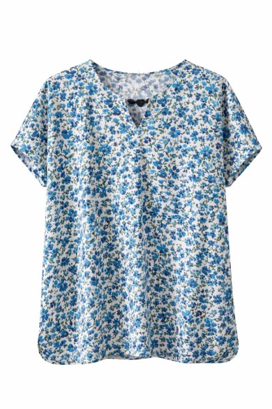 BLUSA FLORAL DE MANGA CORTA CON ESCOTE EN V TY-L39088