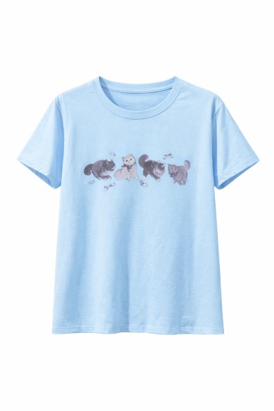CAMISETA DE MANGA CORTA CON ESTAMPADO DE GATITOS TY-L39091