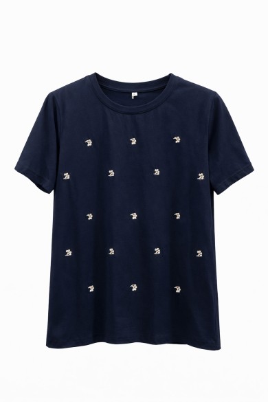 CAMISETA DE MANGA CORTA CON BORDADOS MINI TY-L39092