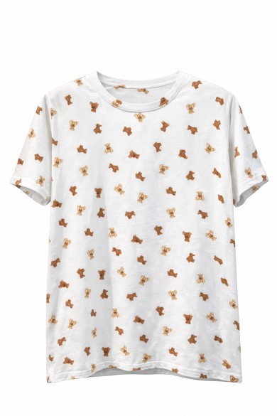 CAMISETA CASUAL DE MANGA CORTA CON ESTAMPADO DE OSITOS TY-L39095