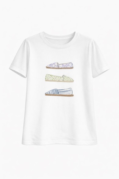 CAMISETA ESTAMPADO ALPARGATAS VERANO MANGA CORTA CUELLO REDONDO ESTILO CASUAL FRESCO TY-K1850