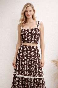TOP CORTO TIRANTES ENCAJE ESTILO BOHO VERANO FBZMR22412A