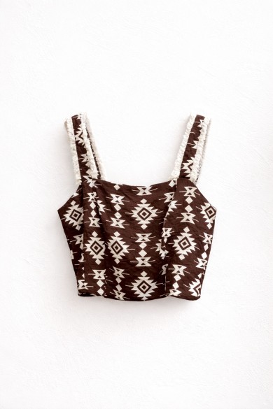 TOP CORTO TIRANTES ENCAJE ESTILO BOHO VERANO FBZMR22412A