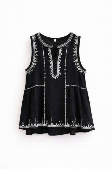 BLUSA SIN MANGAS BORDADO ÉTNICO FBZMR22237