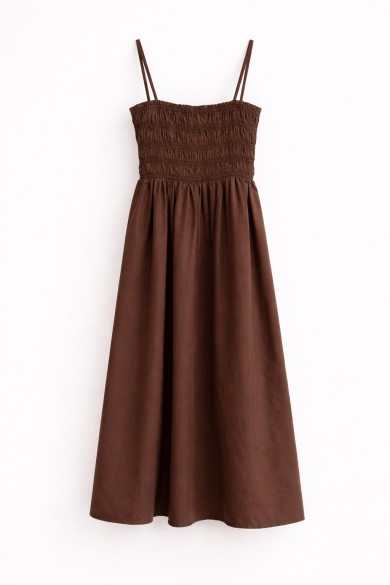 VESTIDO LARGO MUJER TIRANTES FINOS CUERPO FRUNCIDO ESTILO BOHO VERANO FBMZR22419