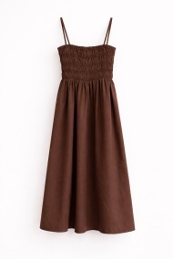 VESTIDO LARGO MUJER TIRANTES FINOS CUERPO FRUNCIDO ESTILO BOHO VERANO FBMZR22419