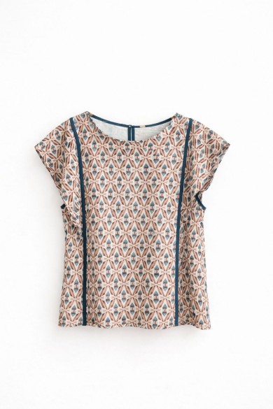 BLUSA MANGA ESTAMPADO GEOMÉTRICO CORTA FBZMR22407A