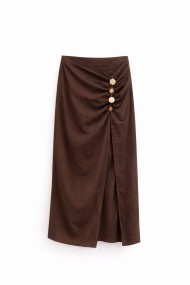 FALDA MIDI CRUZADA CON BOTONES DECORATIVOS VARIOS COLORES ESTILO NATURAL Y ELEGANTE FBZMR22462