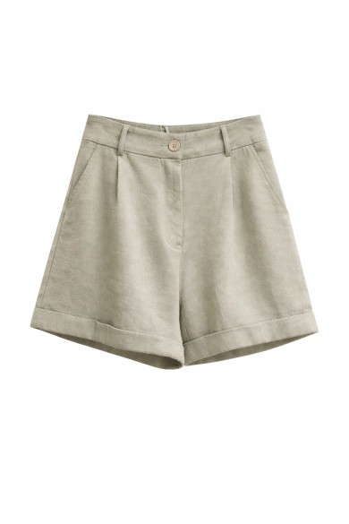 SHORTS DE TIRO ALTO CON DOBLADILLO CORTE RECTO VARIOS COLORES FBZMR22441