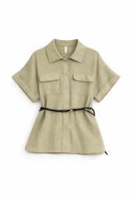 CAMISA MANGA CORTA CON CINTURÓN ESTILO SAFARI VARIOS COLORES FBZMR22446