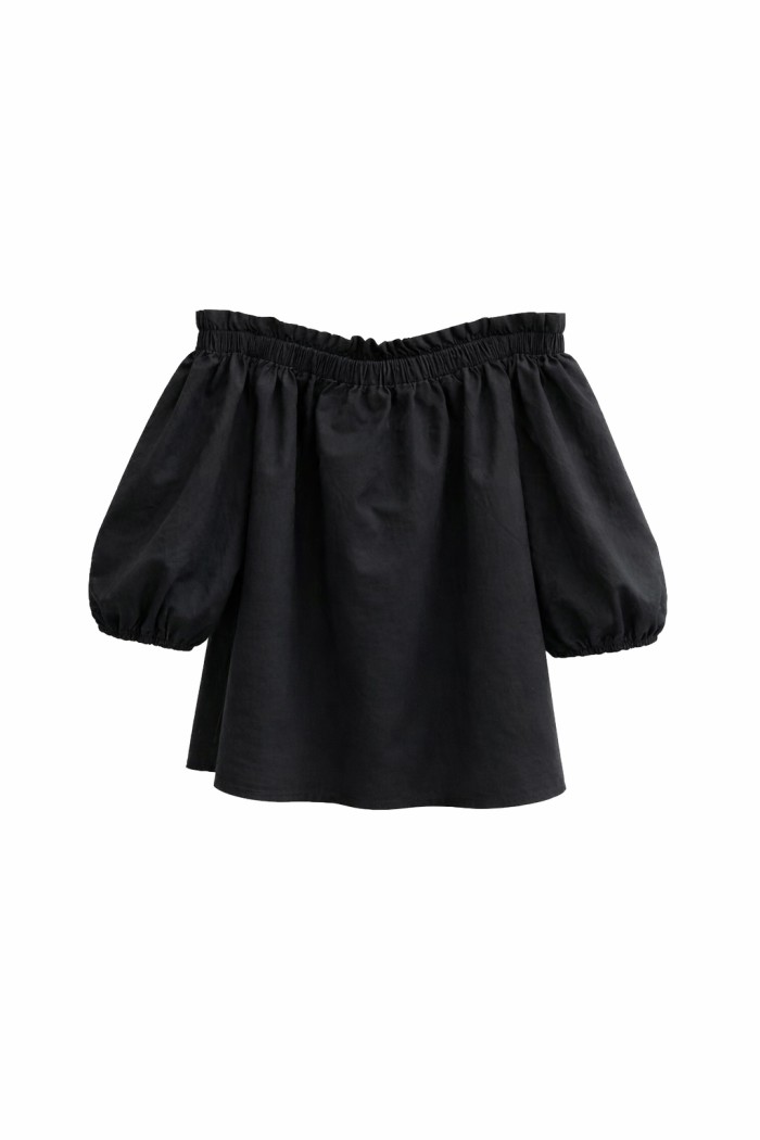 BLUSA HOMBROS DESCUBIERTOS CON MANGA ABULLONADA ESTILO VERANIEGO VARIOS COLORES TOP FBZM22207