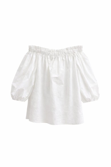 BLUSA HOMBROS DESCUBIERTOS CON MANGA ABULLONADA ESTILO VERANIEGO VARIOS COLORES TOP FBZMR22206