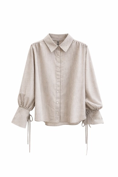 BLUSA RAYAS MANGA ABULLONADA CON LAZOS LATERALES FBZMR21987AB