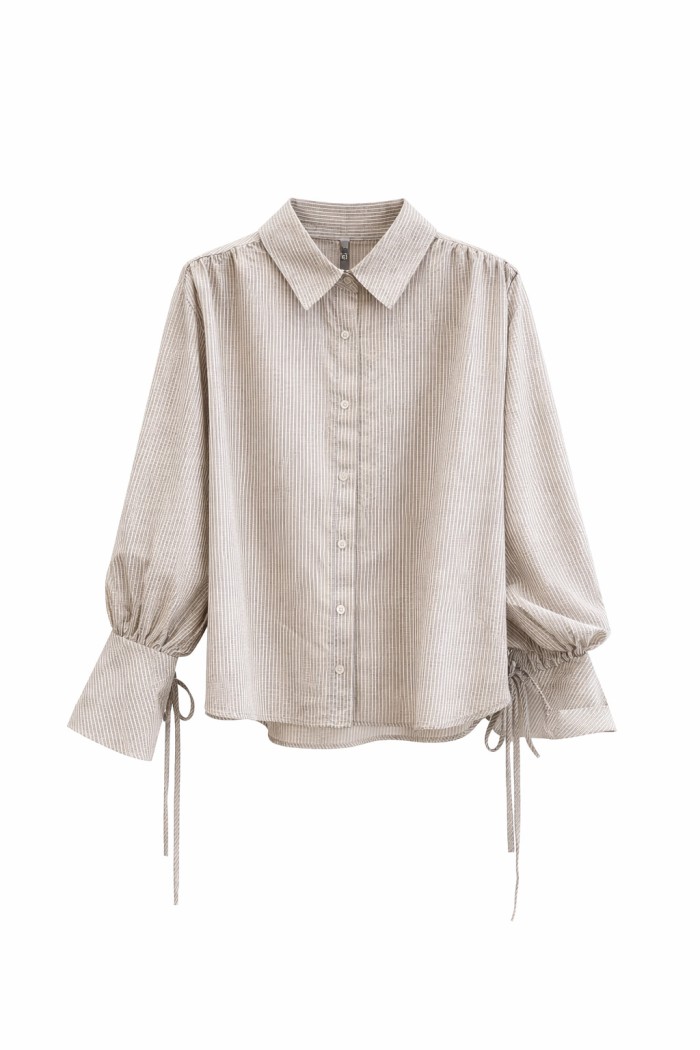 BLUSA RAYAS MANGA ABULLONADA CON LAZOS LATERALES FBZMR21987AB