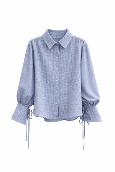 BLUSA RAYAS MANGA ABULLONADA CON LAZOS LATERALES FBZMR21986AB