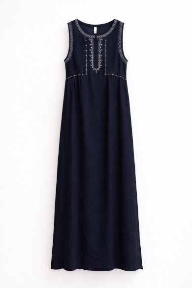 VESTIDO LARGO BORDADO SIN MANGAS ESTILO BOHO FBZMR22431