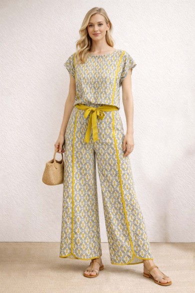 TOP CORTO MUJER PALABRA DE HONOR ESTAMPADO ÉTNICO ESTILO BOHO VERANO FBZMR22408A