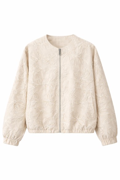 CHAQUETA BOMBER CORTA ESTAMPADO FLORAL CREMALLERA MANGA LARGA DD-1DL4380