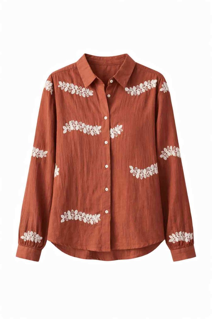 BLUSA MUJER ESTILO CASUAL BORDADO MANGA LARGA PRIMAVERA OTOÑO MULTICOLOR DD-1D2065