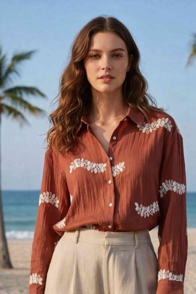 BLUSA MUJER ESTILO CASUAL BORDADO MANGA LARGA PRIMAVERA OTOÑO MULTICOLOR DD-1D2065