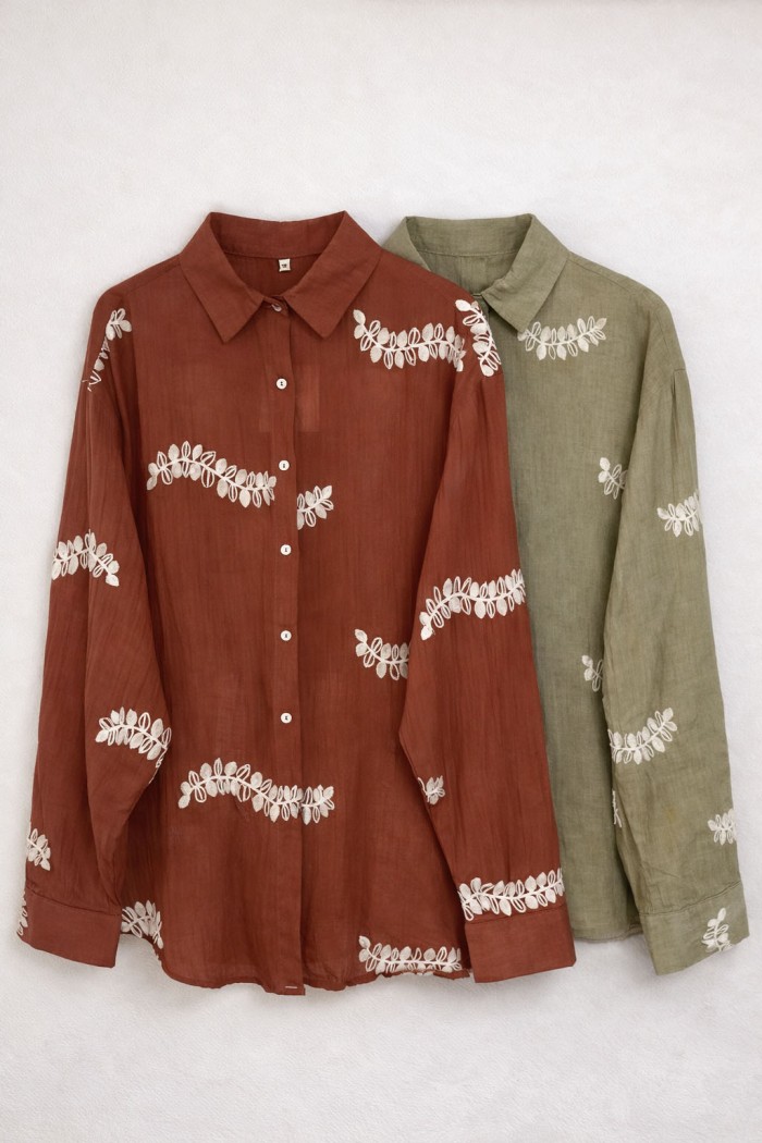 BLUSA MUJER ESTILO CASUAL BORDADO MANGA LARGA PRIMAVERA OTOÑO MULTICOLOR DD-1D2065