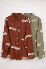 BLUSA MUJER ESTILO CASUAL BORDADO MANGA LARGA PRIMAVERA OTOÑO MULTICOLOR DD-1D2065