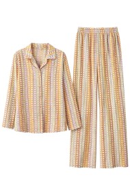 CONJUNTO MUJER ESTAMPADO CAMISA MANGA LARGA PANTALÓN LARGO DD-L4378