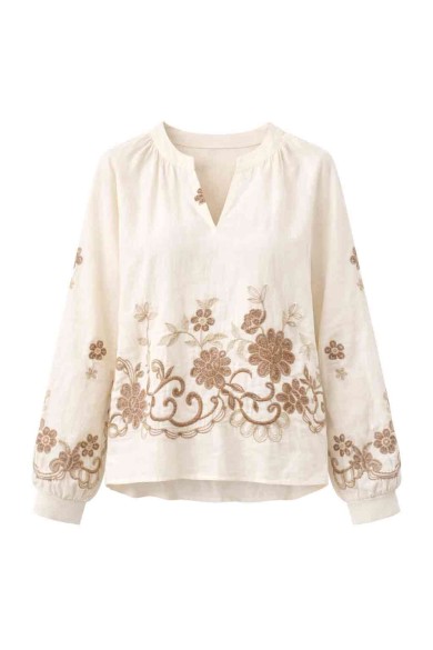 BLUSA MUJER BORDADO FLORAL MANGA LARGA ESTILO BOHO DD-1D2051