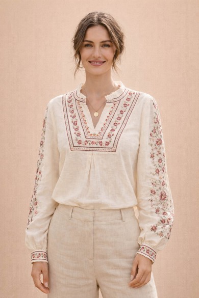 BLUSA MUJER BORDADA ÉTNICA MANGA LARGA DD-L4786