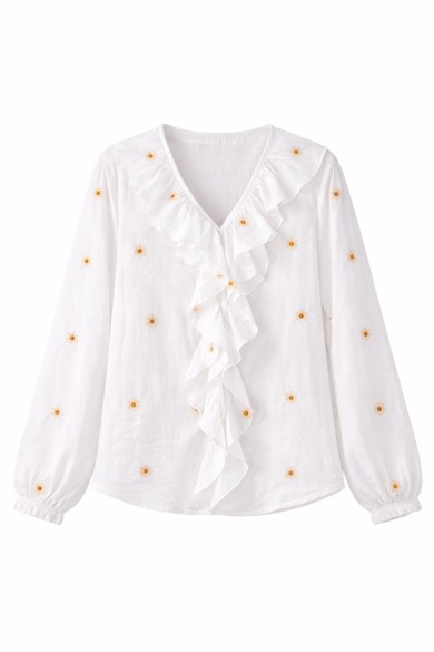 BLUSA MUJER VOLANTES ESTAMPADO FLORAL DD-D80009