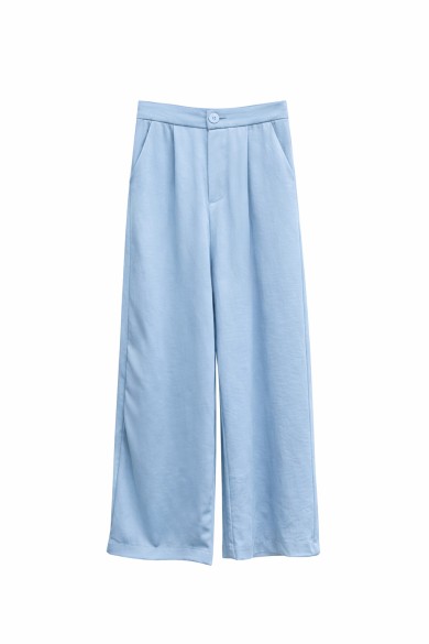 PANTALÓN PALAZZO DE TIRO ALTO COLOR AZUL CLARO CORTE AMPLIO ELEGANTE MUJER FBZMR22292