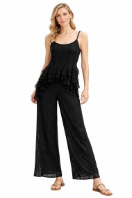 CONJUNTO TOP DE TIRANTES CON VOLANTES PANTALÓN RECTO FLUIDO VARIOS COLORES VERANO MUJER FBZMA1652AB