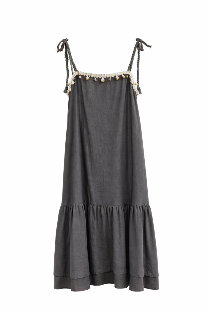 VESTIDO MIDI DE TIRANTES AJUSTABLES CORTE AMPLIO CON VOLANTE EN BAJO VARIOS COLORES VERANO MUJER FBZMA1627