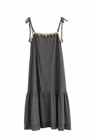 VESTIDO MIDI DE TIRANTES AJUSTABLES CORTE AMPLIO CON VOLANTE EN BAJO VARIOS COLORES VERANO MUJER FBZMA1627