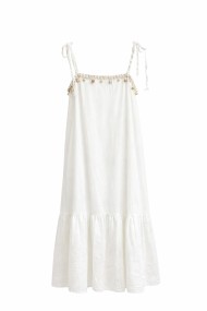 VESTIDO MIDI DE TIRANTES AJUSTABLES CORTE AMPLIO CON VOLANTE EN BAJO VARIOS COLORES VERANO MUJER FBZMA1626