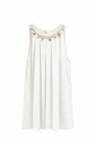 VESTIDO CORTO SIN MANGAS CORTE AMPLIO CON DETALLE DECORATIVO EN CUELLO VARIOS COLORES VERANO MUJER FBZMA1358