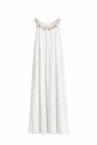 VESTIDO LARGO SIN MANGAS CORTE AMPLIO CON DETALLE DECORATIVO EN CUELLO VARIOS COLORES VERANO MUJER FBZMA1839