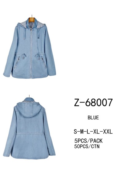 CHAQUETA VAQUERA CON CAPUCHA CREMALLERA BOLSILLOS AJUSTE EN CINTURA ESTILO CASUAL TY-Z68007