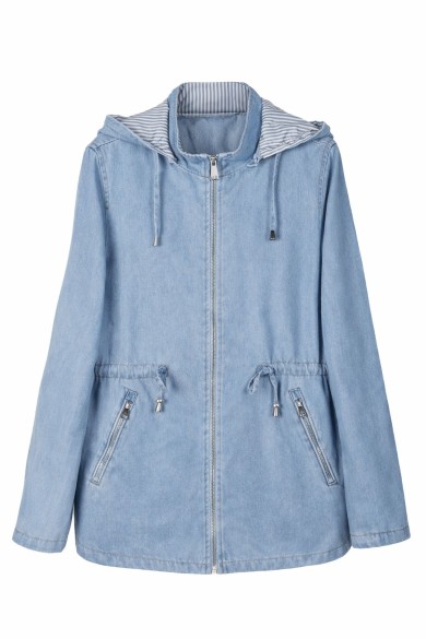 CHAQUETA VAQUERA CON CAPUCHA CREMALLERA BOLSILLOS AJUSTE EN CINTURA ESTILO CASUAL TY-Z68007