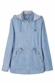 CHAQUETA VAQUERA CON CAPUCHA CREMALLERA BOLSILLOS AJUSTE EN CINTURA ESTILO CASUAL TY-Z68007