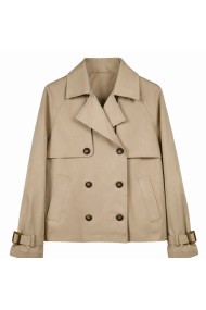 GABARDINA CORTA CRUZADA DOBLE BOTONADURA BOLSILLOS ESTILO CLÁSICO BEIGE TY-Z68036