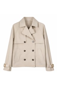 GABARDINA CORTA CRUZADA DOBLE BOTONADURA BOLSILLOS ESTILO CLÁSICO BEIGE TY-Z68036