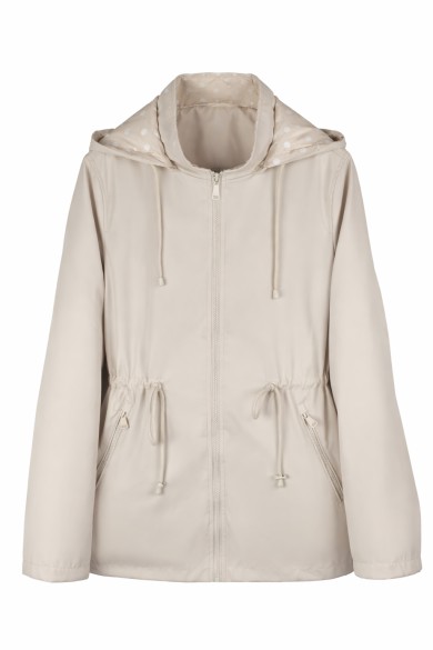 CHAQUETA CON CAPUCHA CREMALLERA CINTURA AJUSTABLE BOLSILLOS VARIOS COLORES TY-Z65031