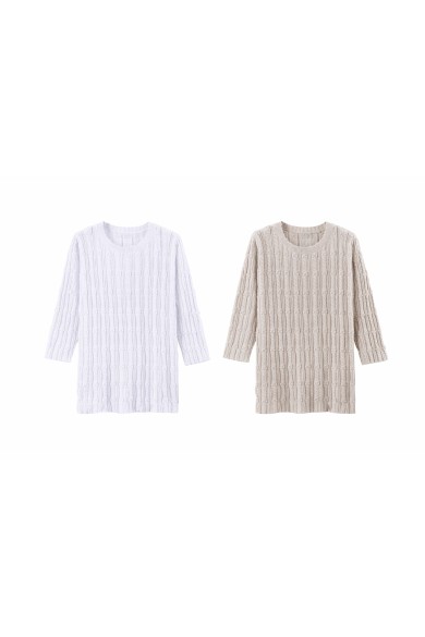 JERSEY DE PUNTO TEXTURIZADO CUELLO REDONDO MANGA 3/4 VARIOS COLORES HBS-CH6395