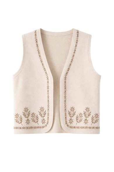 CHALECO DE PUNTO BORDADO SIN MANGAS VARIOS COLORES HBS-CH6378